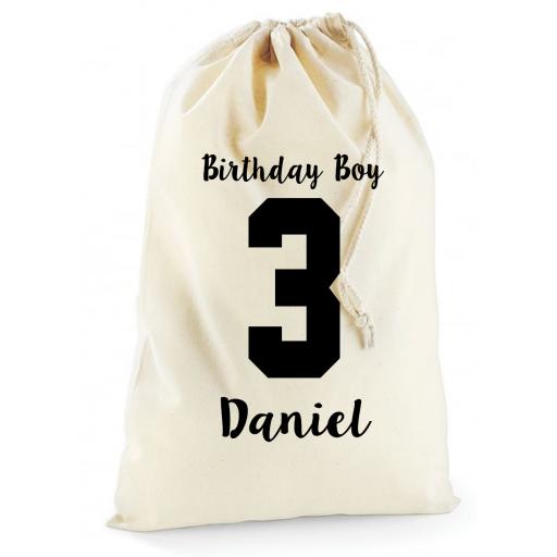 Personalised Boys Birthday Cotton Drawstring Bag