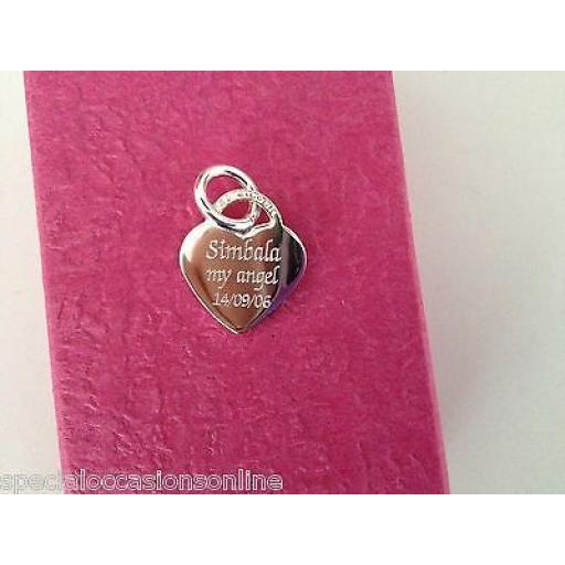 Personalised 925 Sterling Silver Heart Charm