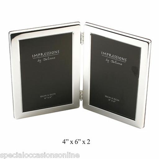 Personalised Silver Plated 6 x 4" Double Photo Frame