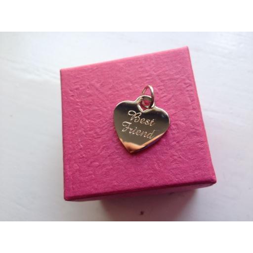 Personalised Silver Plated Heart Charm Tag 1.9 cm - SAME WORDING