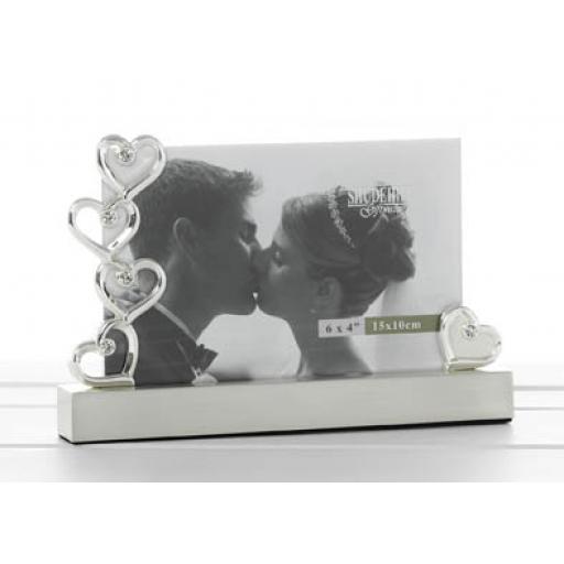 Personalised Silver Hearts Photo Frame 6 x 4"