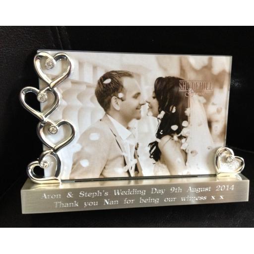 Personalised Silver Hearts Photo Frame 6 x 4"