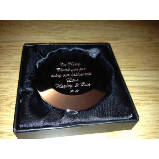 Engraved Silver Plated Crystal Compact Mirror