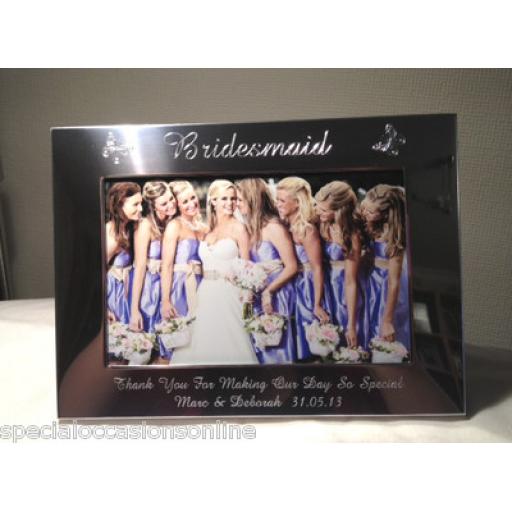 Personalised 6 x 4 Silver Photo Frame - With Butterflies