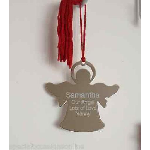 Personalised Angel Christmas Tree Silver Decoration