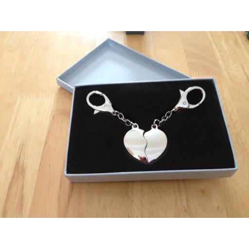 Personalised Lovers Hearts Joining Heart Keyring