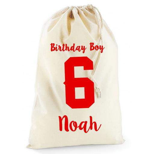 Personalised Boys Birthday Cotton Drawstring Bag