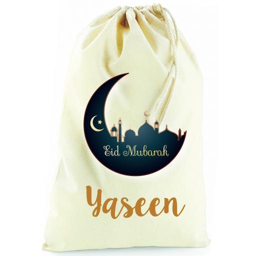 Personalised Eid Mubarak Drawstring Cotton Bag